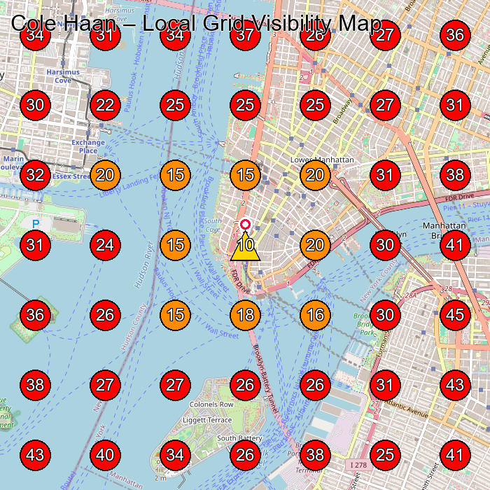 Cole Haan GeoGrid visibility map for Clothing Store in New York